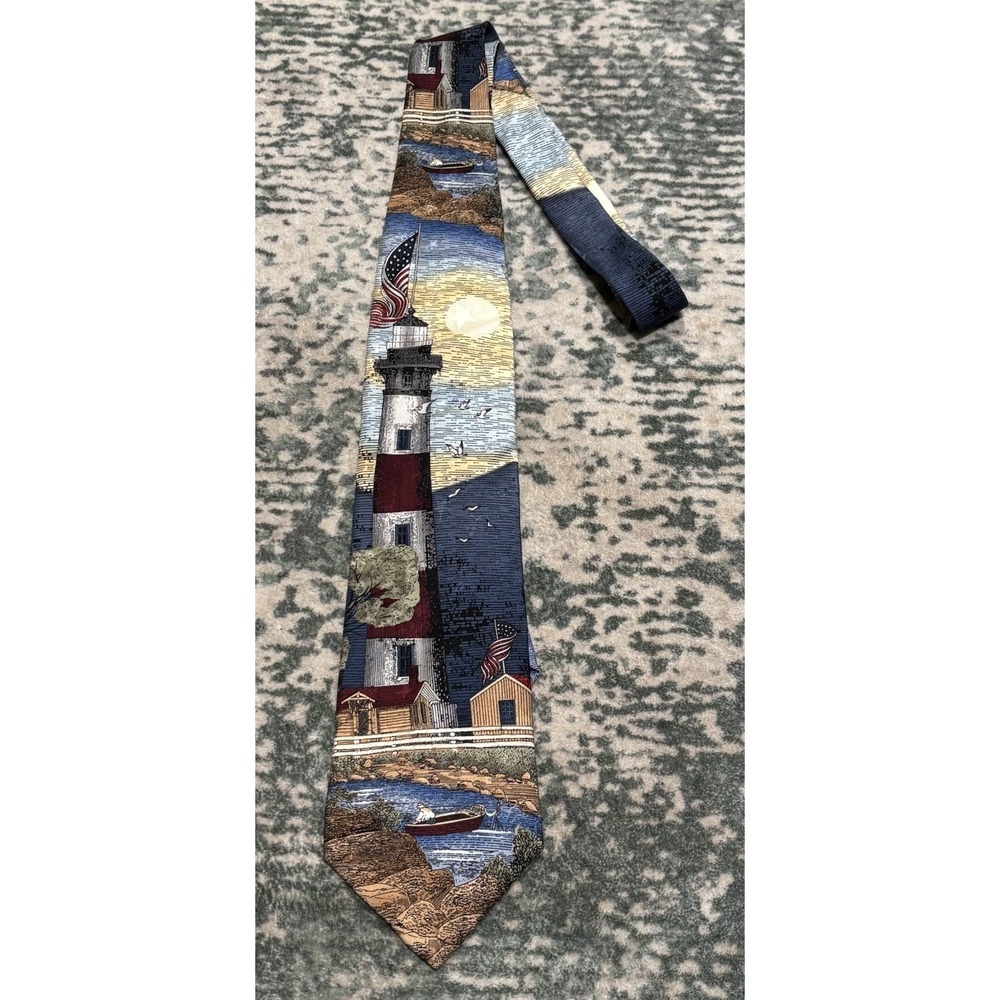 Tango by Max Raab Americana Series West Quoddy 1931 Silk Lighthouse Necktie